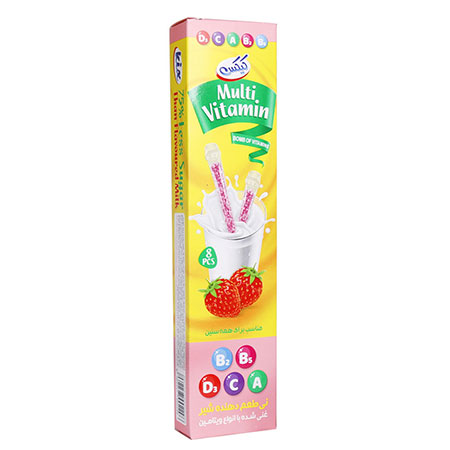 نی شیر توت فرنگی مولتی ویتامین کیکس بسته 8 عددی