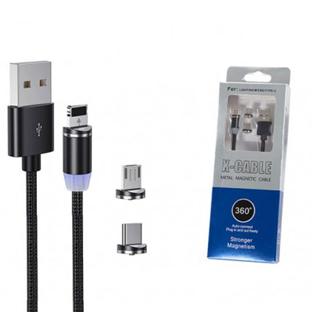 کابل تبدیل مغناطیسی USB به MICROUSB / USB-C / لایتنینگ مدل X-Cable