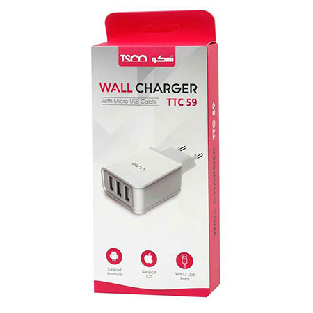 شارژر دیواری تسکو مدل TTC-59 به همراه کابل تبدیل microUSB